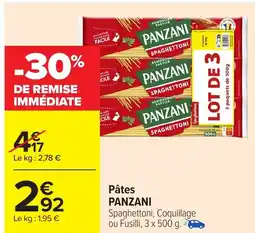 Carrefour PANZANI Pâtes offre