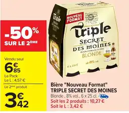 Carrefour TRIPLE SECRET DES MOINES Bière "Nouveau Format" offre