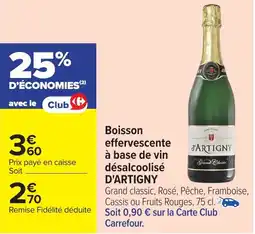 Carrefour D'ARTIGNY Boisson effervescente à base de vin désalcoolisé offre