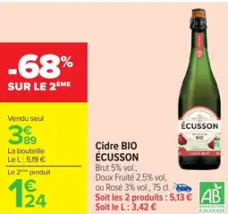 Carrefour ÉCUSSON Cidre BIO offre