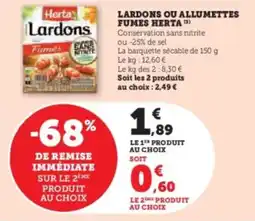 Super U Lardons ou allumettes fumes herta offre