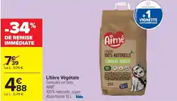 Carrefour AIMÉ Litière Végétale Granulés en bois offre
