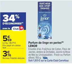 Carrefour LENOR Parfum de linge en perles offre