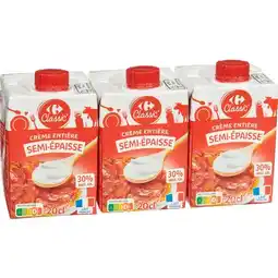 Carrefour CARREFOUR CLASSIC' Crème entière semi-épaisse U.H.T offre
