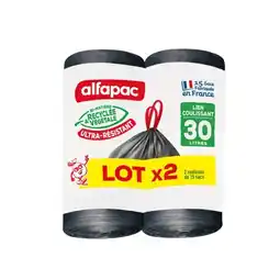 Carrefour ALFAPAC 15 sacs poubelles 30L offre
