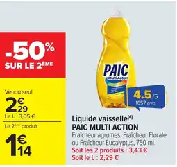 Carrefour PAIC MULTI ACTION Liquide vaisselle offre