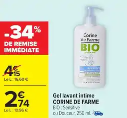 Carrefour CORINE DE FRAME Gel Lavant Intime offre