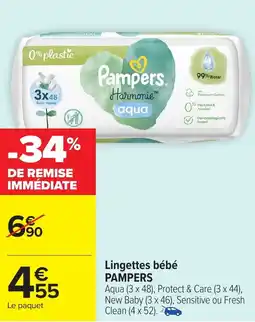 Carrefour PAMPERS Lingettes bébé offre