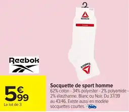 Carrefour REEBOK Socquette de sport homme offre