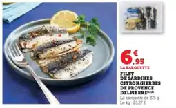 Super U Filet de sardines citron herbes de provence delpierre offre