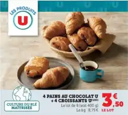 Super U 4 pains au chocolat u +4 croissants u offre