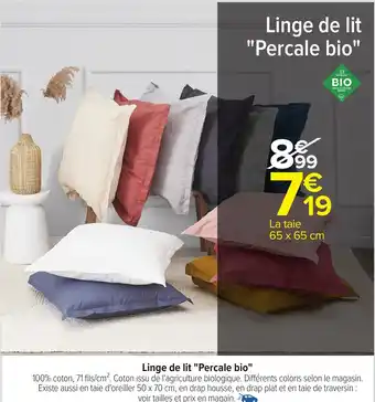 Carrefour Linge de lit "Percale bio" offre