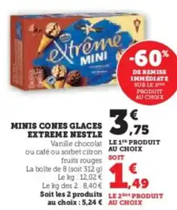 Super U Minis cones glaces extreme nestle offre