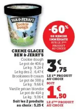 Super U Creme glacee ben & jerry's offre