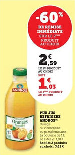 Super U Pur jus refrigere andros offre