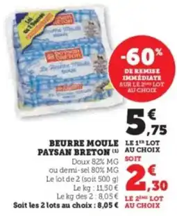 Super U Beurre moule paysan breton offre