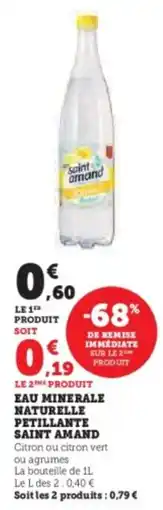 Super U Eau minerale naturelle petillante saint amand offre