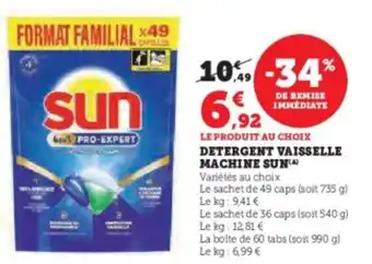Super U Detergent vaisselle machine sun offre