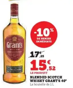 Super U Blended scotch whisky grant's 40° offre
