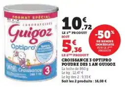 Super U Croissance 3 optipro poudre des 1 an guigoz offre