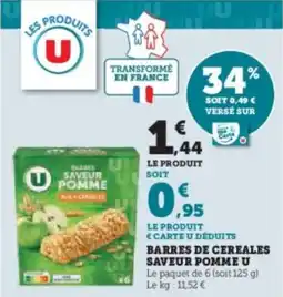 Super U Barres de cereales saveur pomme u offre