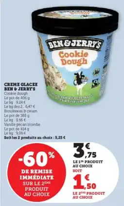 Super U Creme glacee ben & jerry's offre