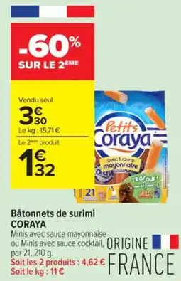 Carrefour Contact CORAYA Bâtonnets de surimi offre