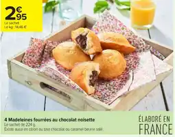 Carrefour Contact 4 Madeleines fourrées au chocolat noisette offre