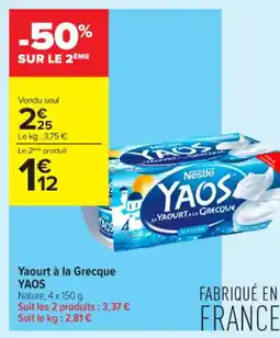 Carrefour Contact YAOS Yaourt à la Grecque offre