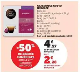 Hyper U CAFE DOLCE GUSTO NESCAFE offre