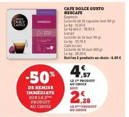 Super U CAFE DOLCE GUSTO NESCAFE offre