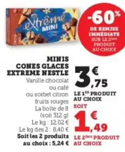 U Express Minis cones glaces extreme nestle offre