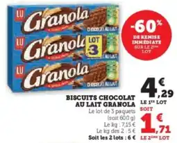 U Express Biscuits chocolat au lait granola offre