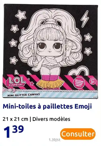 Action Mini-toiles à paillettes emoji offre