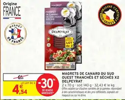 Intermarché Hyper Magrets de canard du sud ouest tranchés et séchés x2 delpeyrat offre