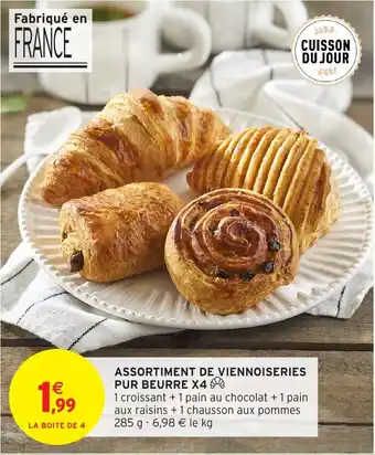 Intermarché Hyper Assortiment de viennoiseries pur beurre X4 offre