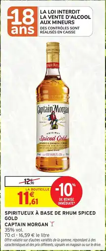 Intermarché Hyper Spiritueux à base de rhum spiced gold captain morgan offre