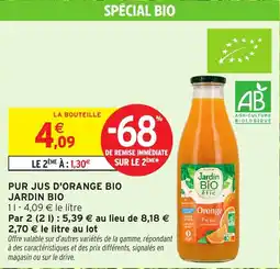 Intermarché Hyper Pur jus d'orange bio jardin bio offre