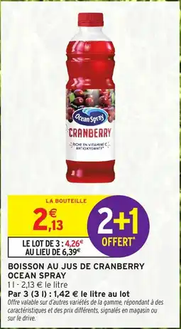 Intermarché Hyper Boisson au jus de cranberry ocean spray offre