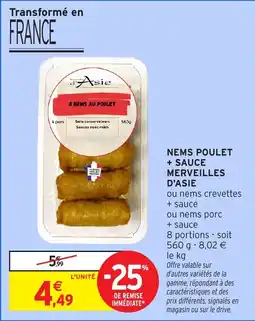 Intermarché Hyper Nems poulet + sauce merveilles d'asie offre