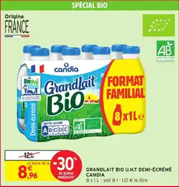 Intermarché Hyper Grandlait bio u.h.t demi-écrémé candia offre