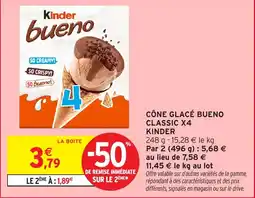 Intermarché Hyper Cône glacé bueno classic x4 kinder offre