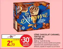Intermarché Hyper Cône chocolat caramel toffee x6 extrême offre