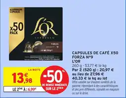 Intermarché Hyper Capsules de café x50 forza nº9 l'or offre