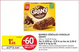 Intermarché Hyper Barres céréales chocolat grany offre