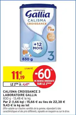 Intermarché Hyper Calisma croissance 3 laboratoire gallia offre