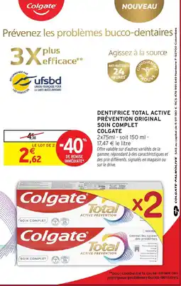 Intermarché Hyper Dentifrice total active prévention original soin complet colgate offre