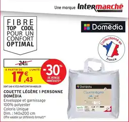 Intermarché Hyper Couette légère 1 personne domédia offre