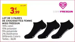 Intermarché Hyper Lot de 3 paires de chaussettes femme miss freegun offre