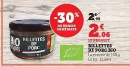 Hyper U RILLETTES DE PORC BIO offre